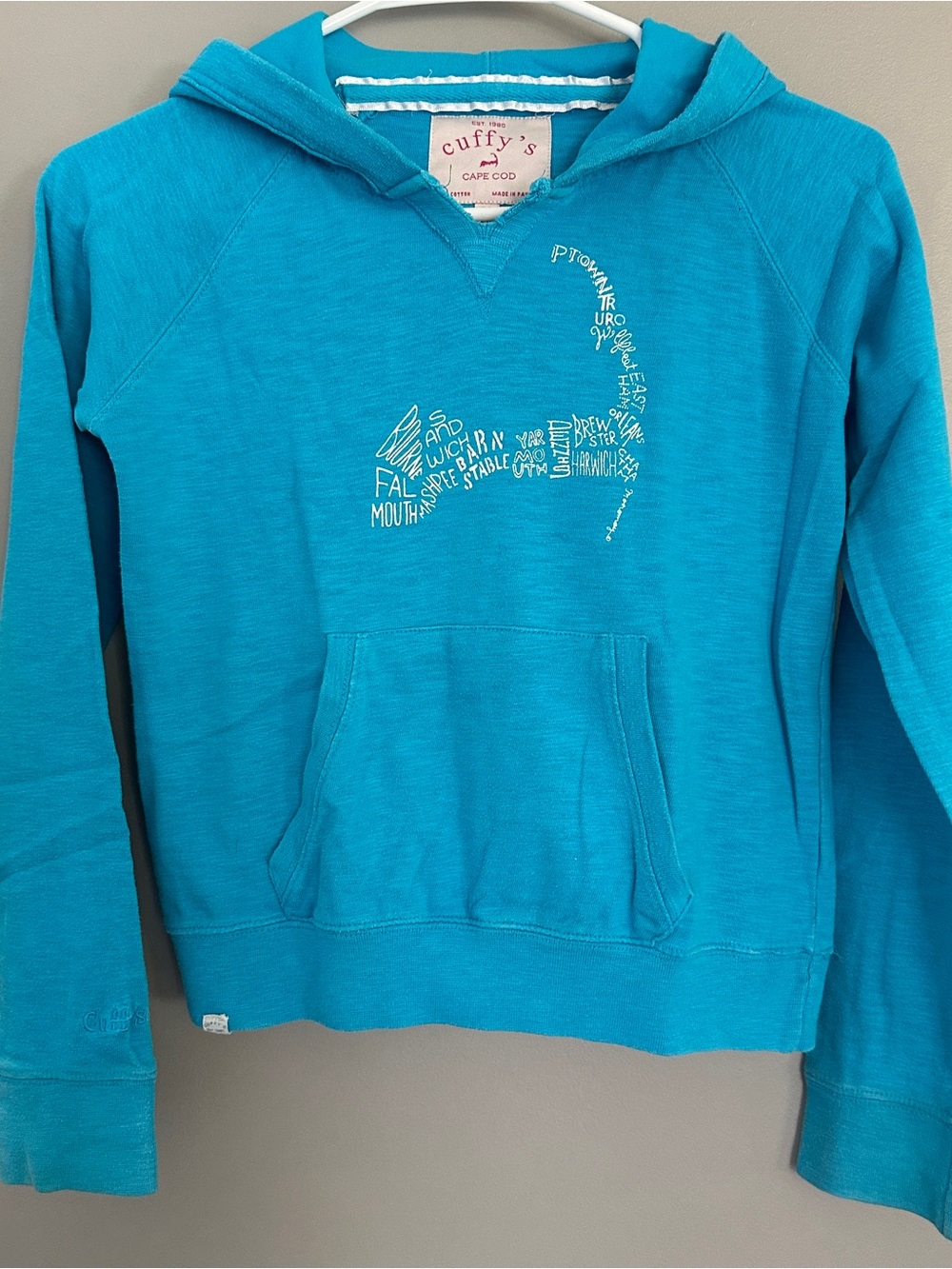 Kids Teal Hooded Pullover Sweatshirt Cape cod M 8/10